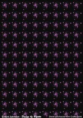 Stars and Swirls Background Paper Black-hot Pink