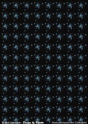 Stars and Swirls Black-turquise Background Paper