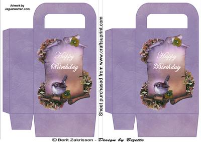 Bird on Scroll Birthday, Medium Gift Bag