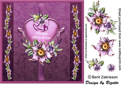 Heart and Flowers, Happy Birthday