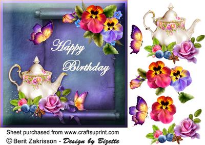 Teatime with Pansies, Happy Birthday