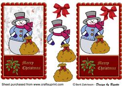 Snowman Christmas Frame, Red