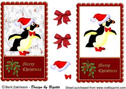 Penguin Christmas Frame Red 2
