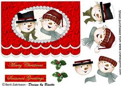 Snowmen in Red Frame