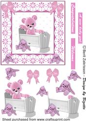 Pink Plushie in a Cradle