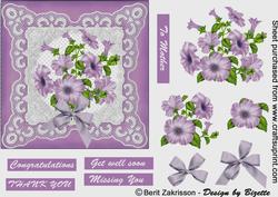 Purple Petunias in a Laceframe