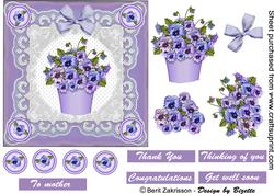 Blue Pansies in a Pot