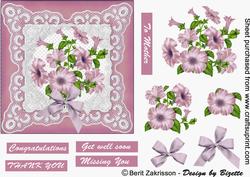 Plum Petunias on a Lace