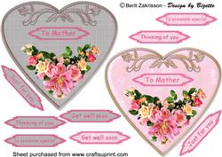 Floral Heart Toppers 15cm