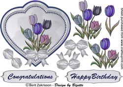 Tulips on a Panel Gray-blue