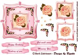 Roses in Double Frames Pink-peach