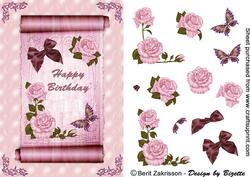 Pink Scroll with Roses