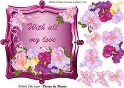 Irises in a Redish-purple Frame