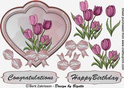 Pale Pink Panel with Tulips