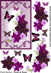 Purple Flowers and Butterflies