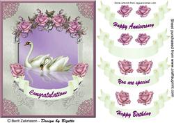 Swans and Roses Pink