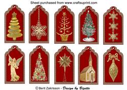 Christmas Tags Red-gold