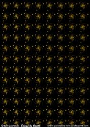 Swirls and Stars Black-gold Background Paper