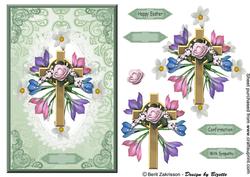 Flowers on Cross, Easter/confirmation/sympathy Card
