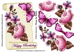 Flowers on a Scroll, Topper with Decoupage