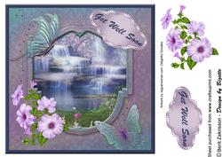Petunias and Waterfall