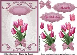 Tulips on Lace, Card with Decoupage