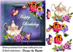 Teatime with Pansies, Happy Birthday