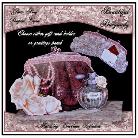 Glam Bag Shaped Card - Beautiful Burgandy