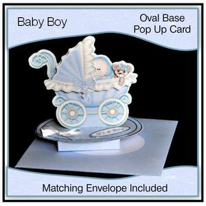 Oval Base Pop Up Card - New Baby Boy