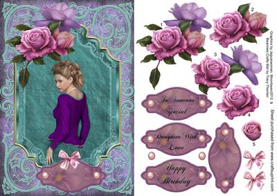 50's Lady in Purple and Aqua