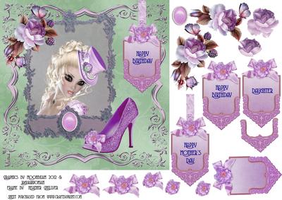 Beautiful Lady in Green and Lilac.