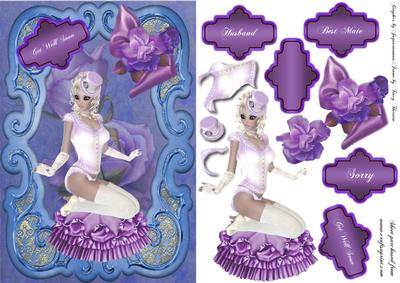 Comely Lady Sitting on a Lilac Stool.