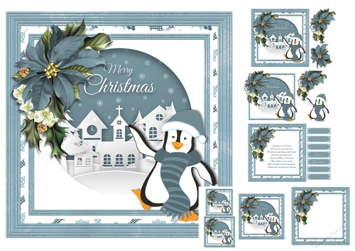 Christmas Penguin paper art 2