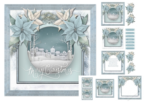 Christmas 3d Paper Art blue