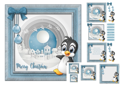 Christmas Penguin paper art