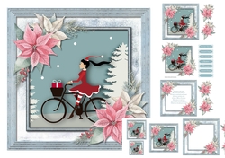 Christmas Girl on a bike paper art