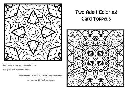 Two Adult Coloring Card Toppers #2