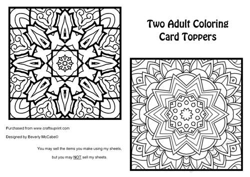 Two Adult Coloring Card Toppers #3
