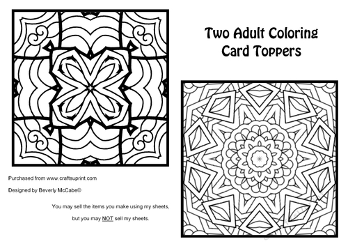 Two Adult Coloring Card Toppers #5