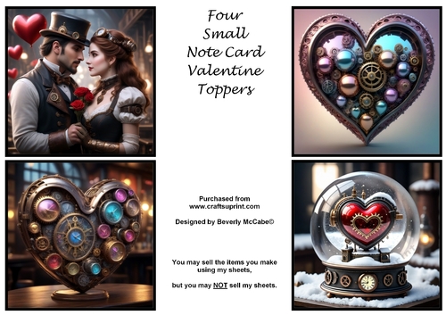 4 Small Notecard Valentine Toppers