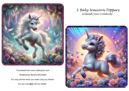 2 Baby Unicorn Toppers
