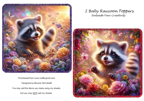 2 Baby Raccoon Toppers