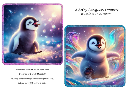 2 Baby Penguin Toppers