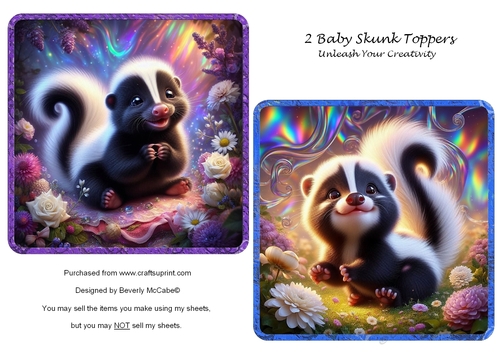 2 Baby Skunk Toppers