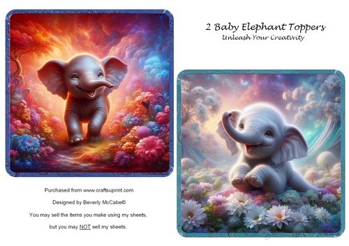 2 Baby Elephant Toppers