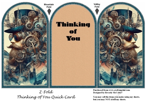 Steampunk Thinking of You Z-Fold Quick Card