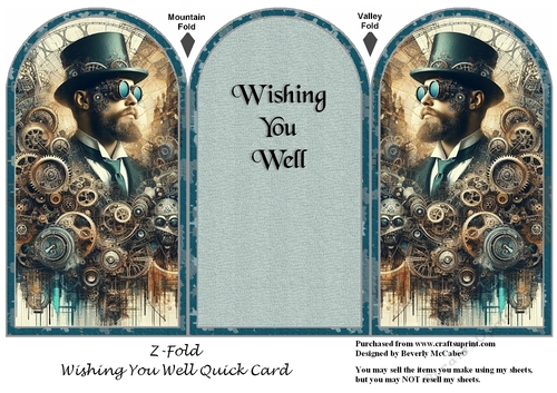 Steampunk Wishing You Well Z-Fold Quick Card