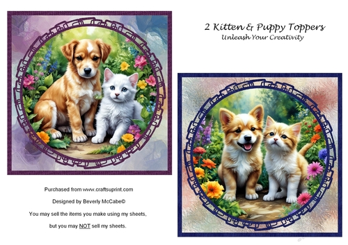 2 Kitten and Puppy Toppers