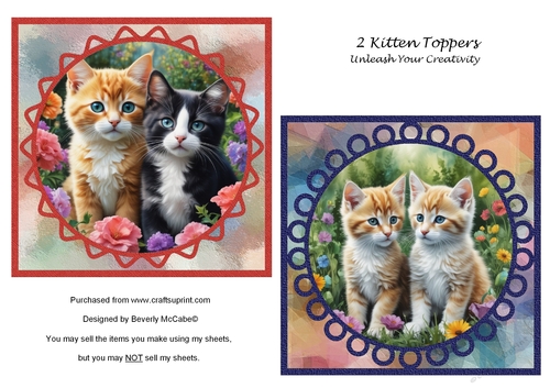 2 Adorable Kitten Toppers