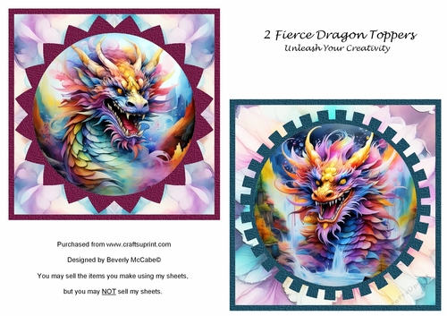 2 Fierce Fantasy Dragon Toppers